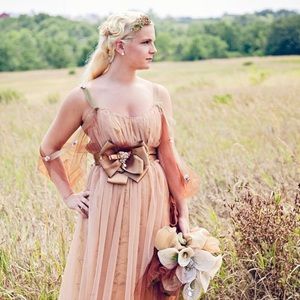 Wedding Dress Titanic Inspired Latte Tulle Gown